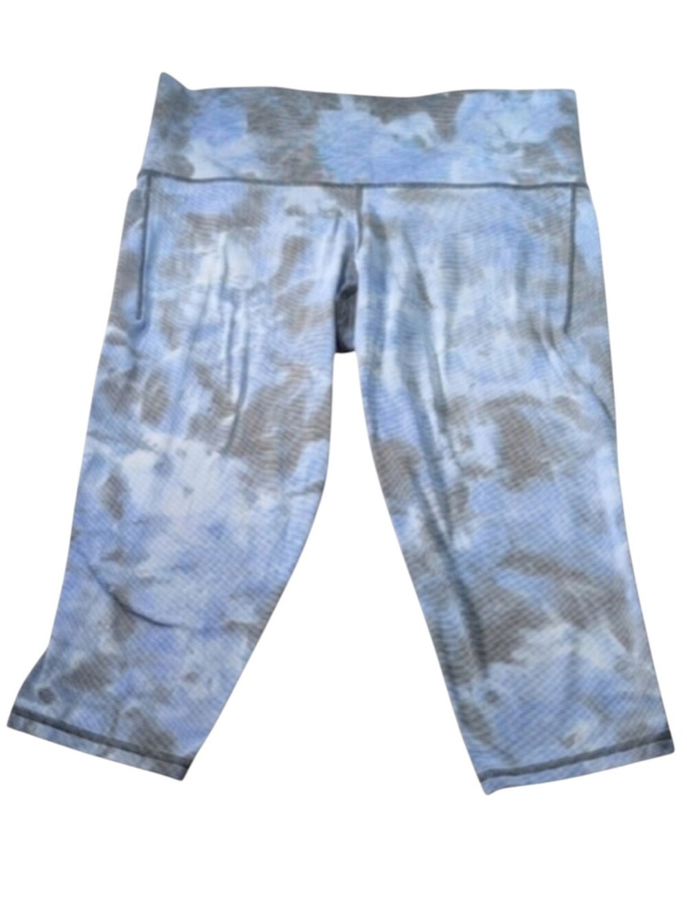 Athleta Salutation Stash Pocket II Capri Leggings Blue & Gray Tie Dye Size 1X